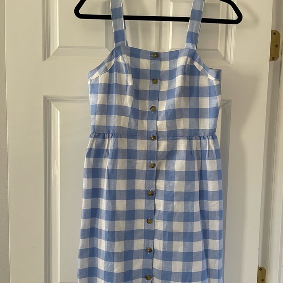 j crew blue gingham dress Gwyneth Slip Dress In Blue Gingham Linen For Women